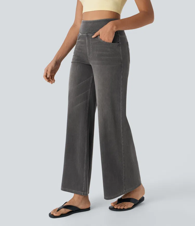 mamymarket™-Quinn Super Stretch High-Waisted Wide Leg Jeans