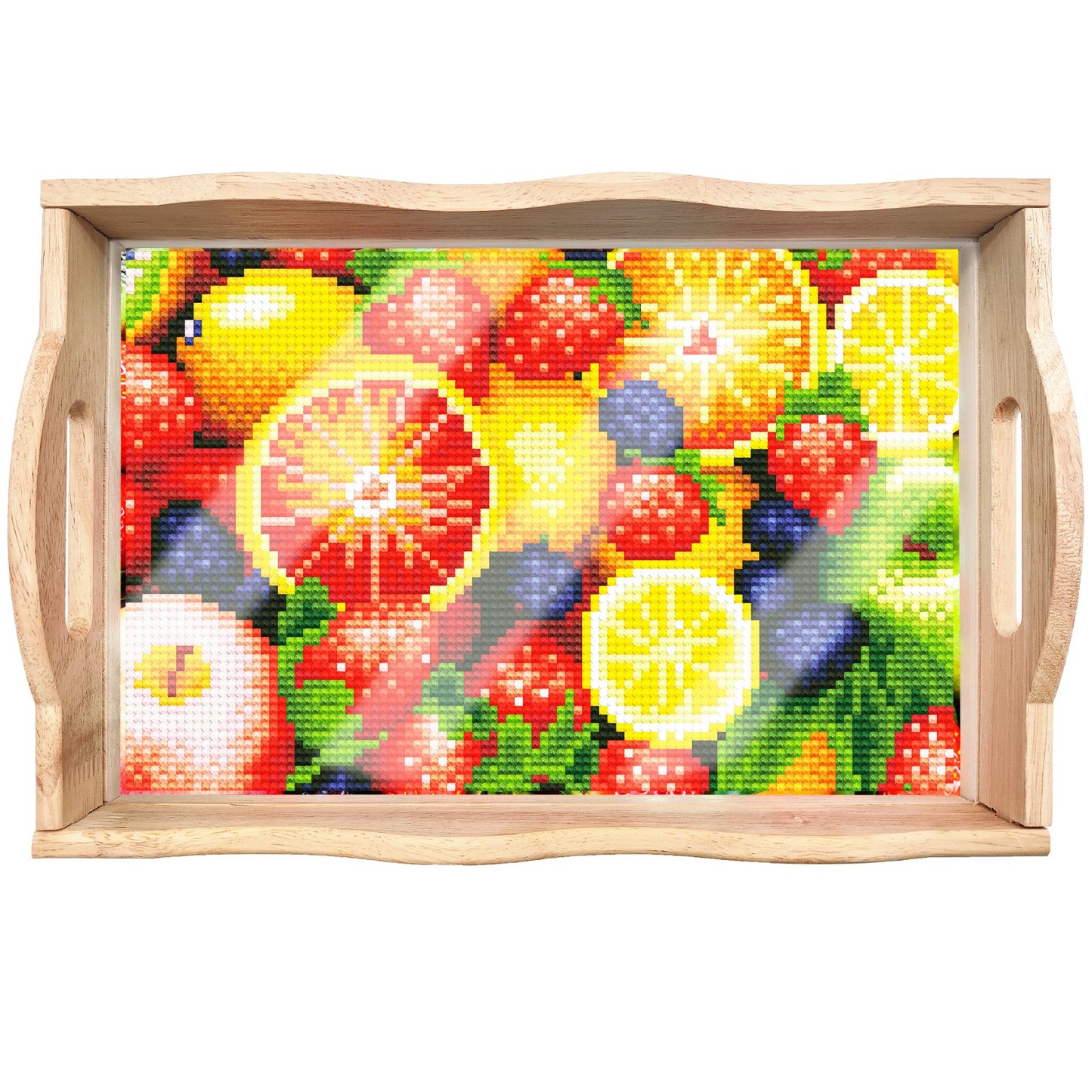 mamymarket™-DIY Diamond Painting Wooden Tray Food Tray with Handle Living Room Decoration Mandala Wooden Tray Kit