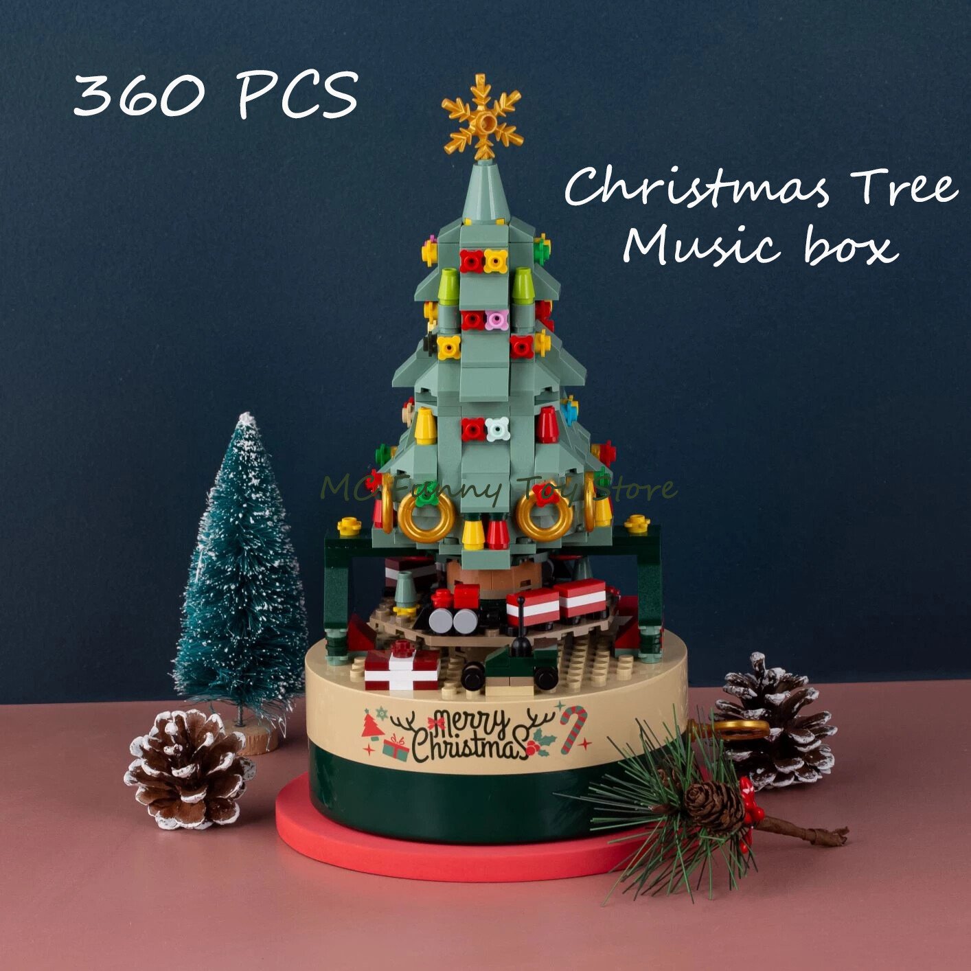 360 PCS Music Box Christmas Tree Building Blocks