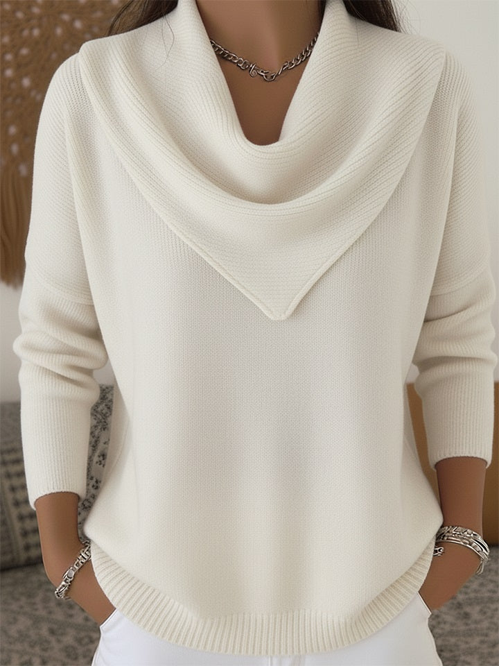 ⏰ LAST DAY SAVE 50% 💥2025 Elegant Retro Soft Triangle Neck Solid Color Sweater Top