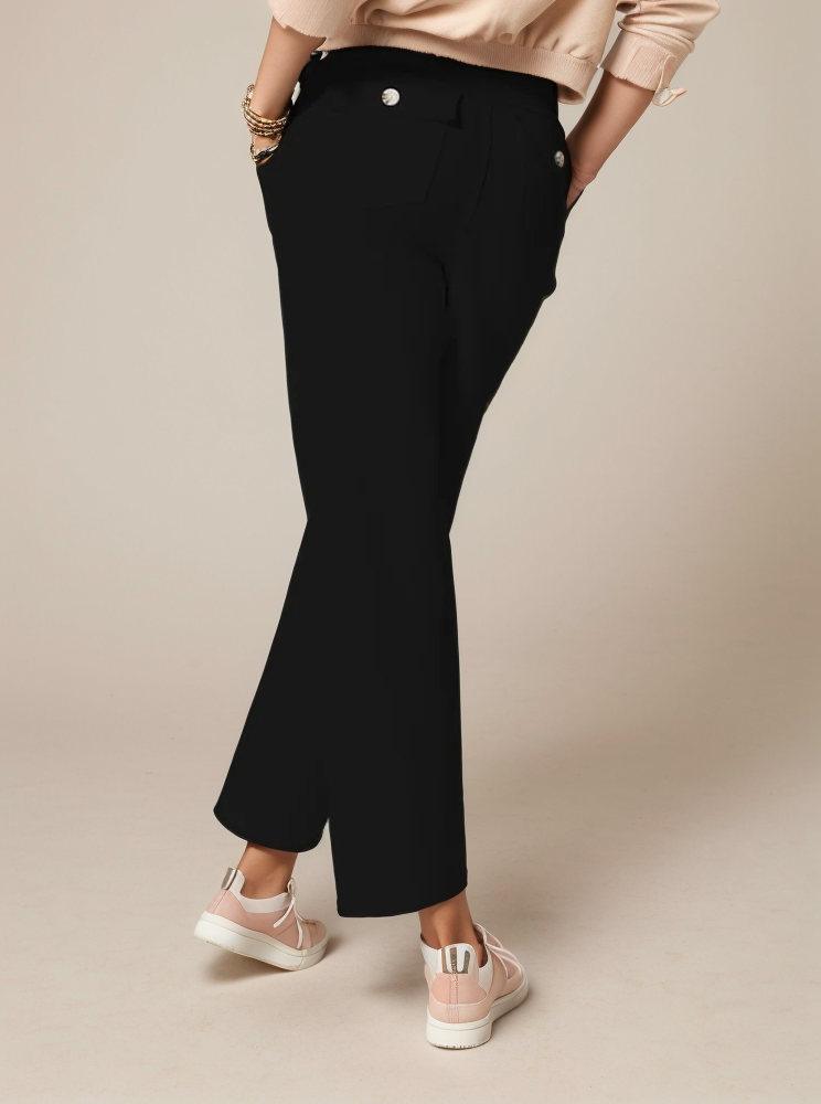 Tummy Control Twill Cropped Wide Leg Pant(Buy 2 Free Shipping)