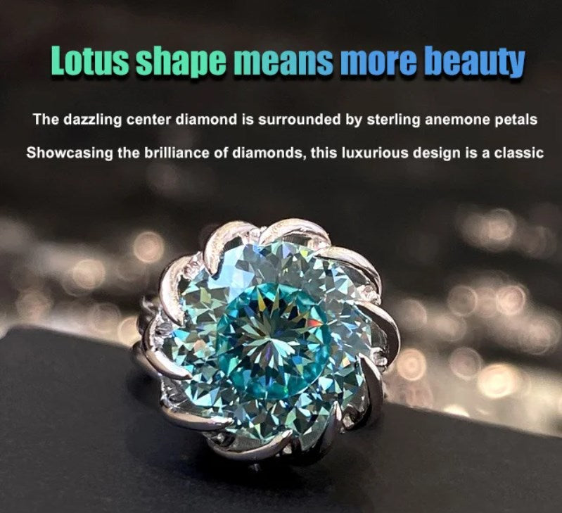 6 Carat Paraiba Blue-green Lotus Diamond Ring