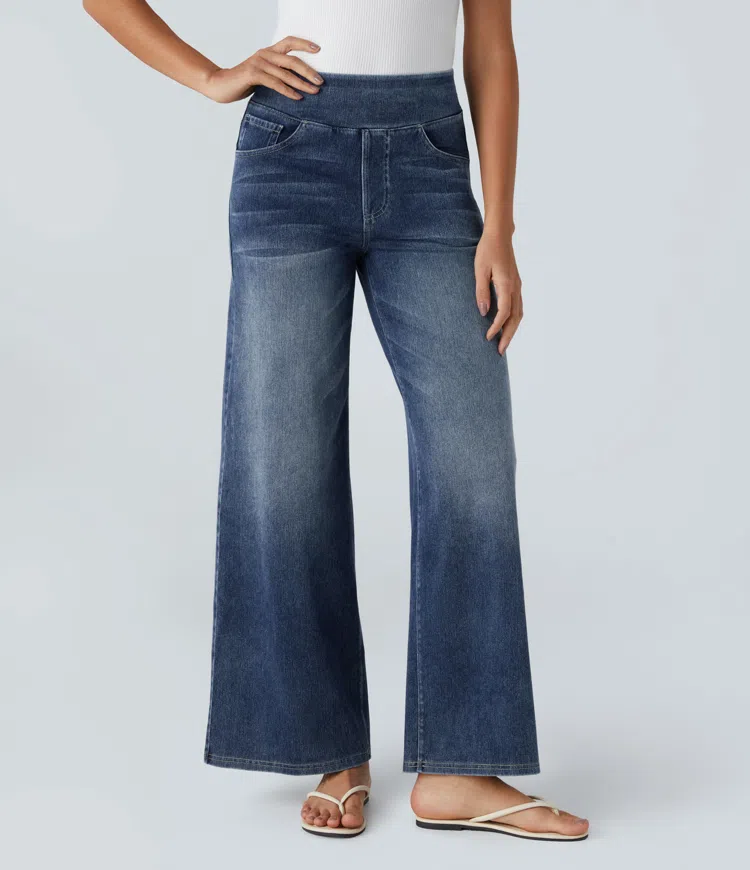 mamymarket™-Quinn Super Stretch High-Waisted Wide Leg Jeans