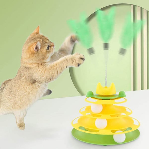 mamymarket™-Lovely Interactive Circle Track with Moving Balls Cat Tower for Relax