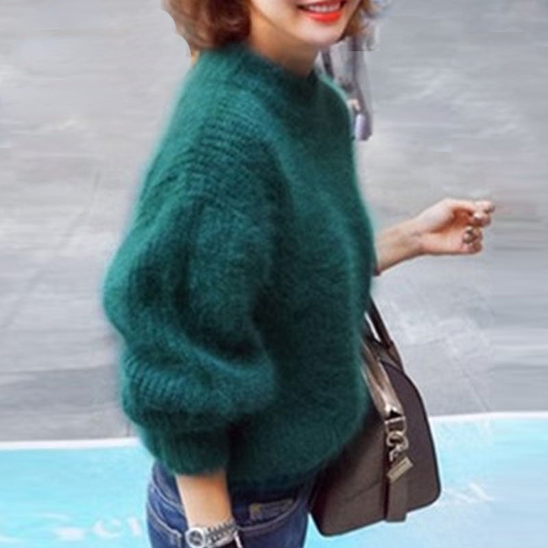 Loose Solid Color Knit Sweater - Vintage Angora Sweater