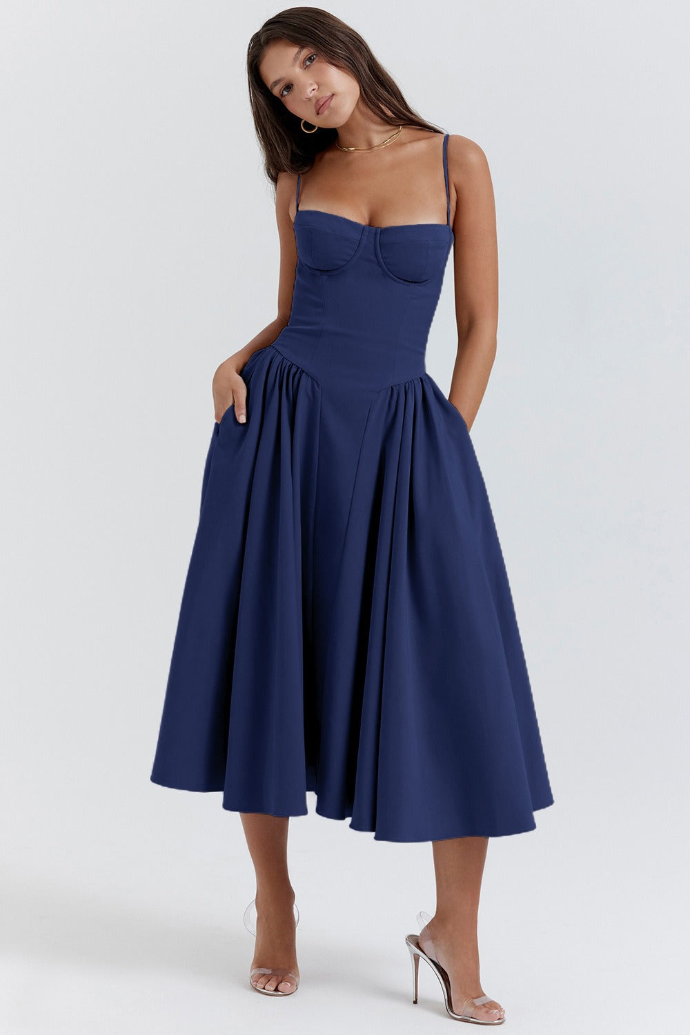 Elegant Solid Color Slip Dress