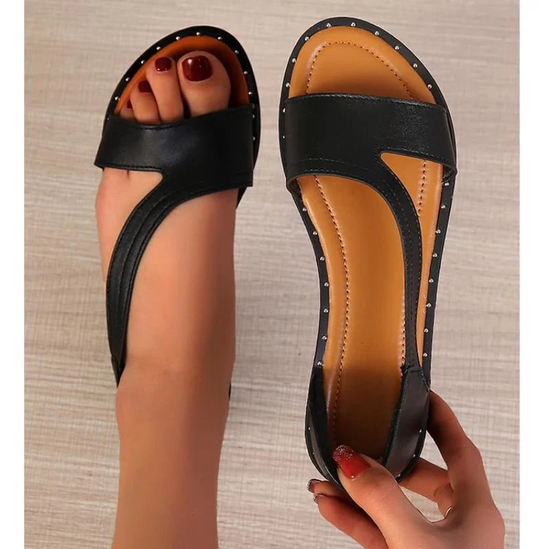 Fish-mouth Rivet Open Toe Flat  Sandals(Buy 2 Get 15% off✔️)