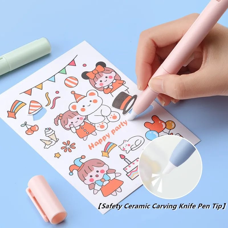 mamymarket™-Mini Folding Pen Scissors Graving Knife for Kids