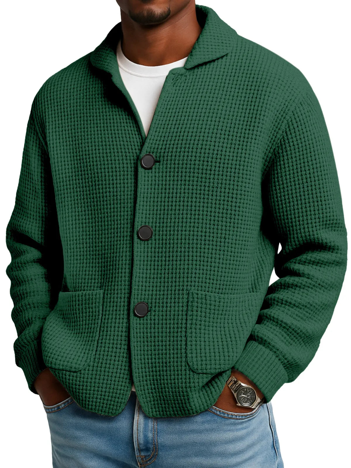 Autumn And Winter Solid Color Stand Collar Knitted Jacket