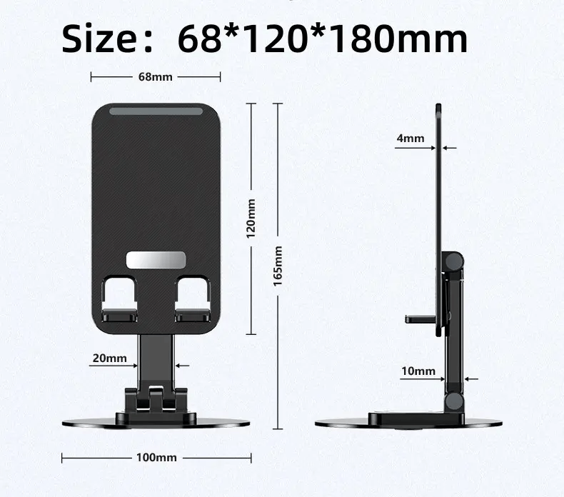 Folding computer phone holder in aluminium alloy