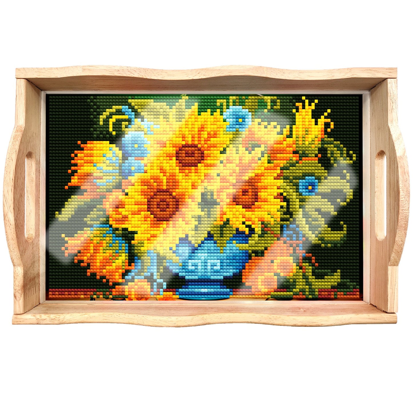 mamymarket™-DIY Diamond Painting Wooden Tray Food Tray with Handle Living Room Decoration Mandala Wooden Tray Kit