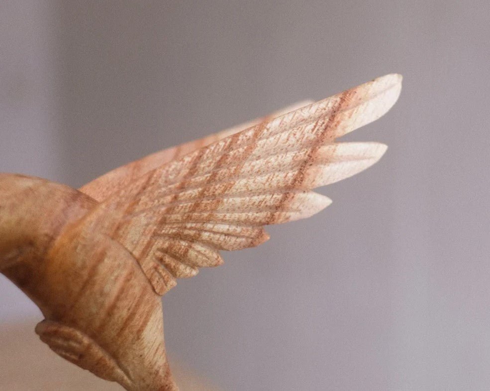 Hummingbird Feeding on a Flower, Handmade Sculpture