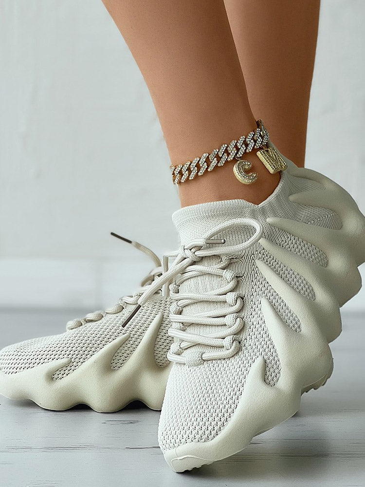 mamymarket™-Lace-up Knit Breathable Sneakers