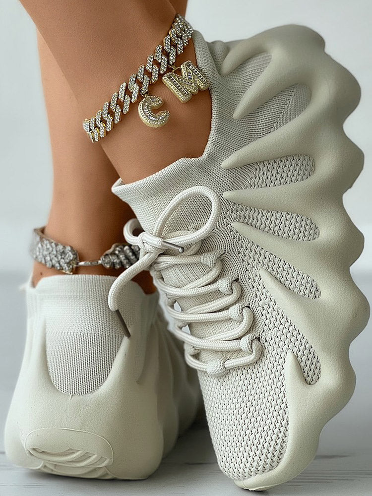 mamymarket™-Lace-up Knit Breathable Sneakers