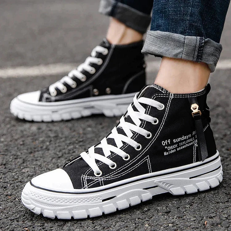 Men's High Top Street Personality Sports Breathable Canvas Shoes