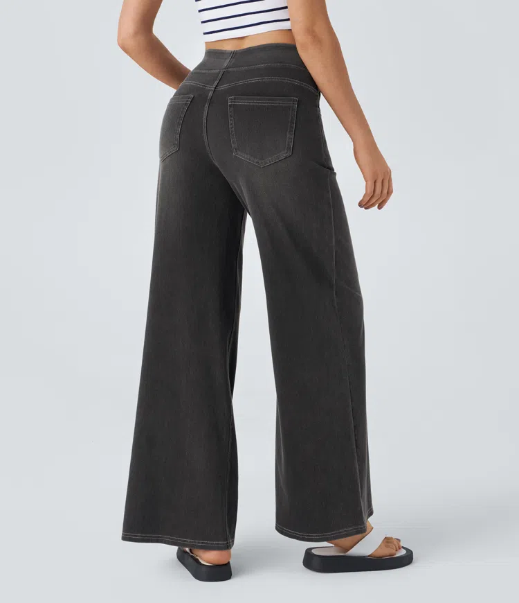 mamymarket™-Quinn Super Stretch High-Waisted Wide Leg Jeans