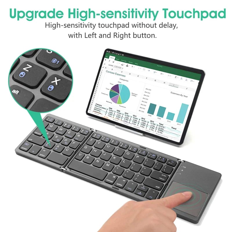 mamymarket™-Foldable Bluetooth Keyboard with Touchpad