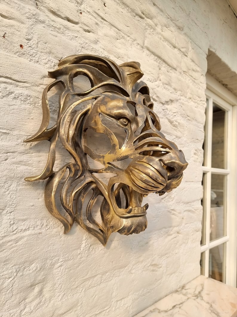 🦁Rare Find-Large Lion Head Wall Mounted Art Sculpture🎁