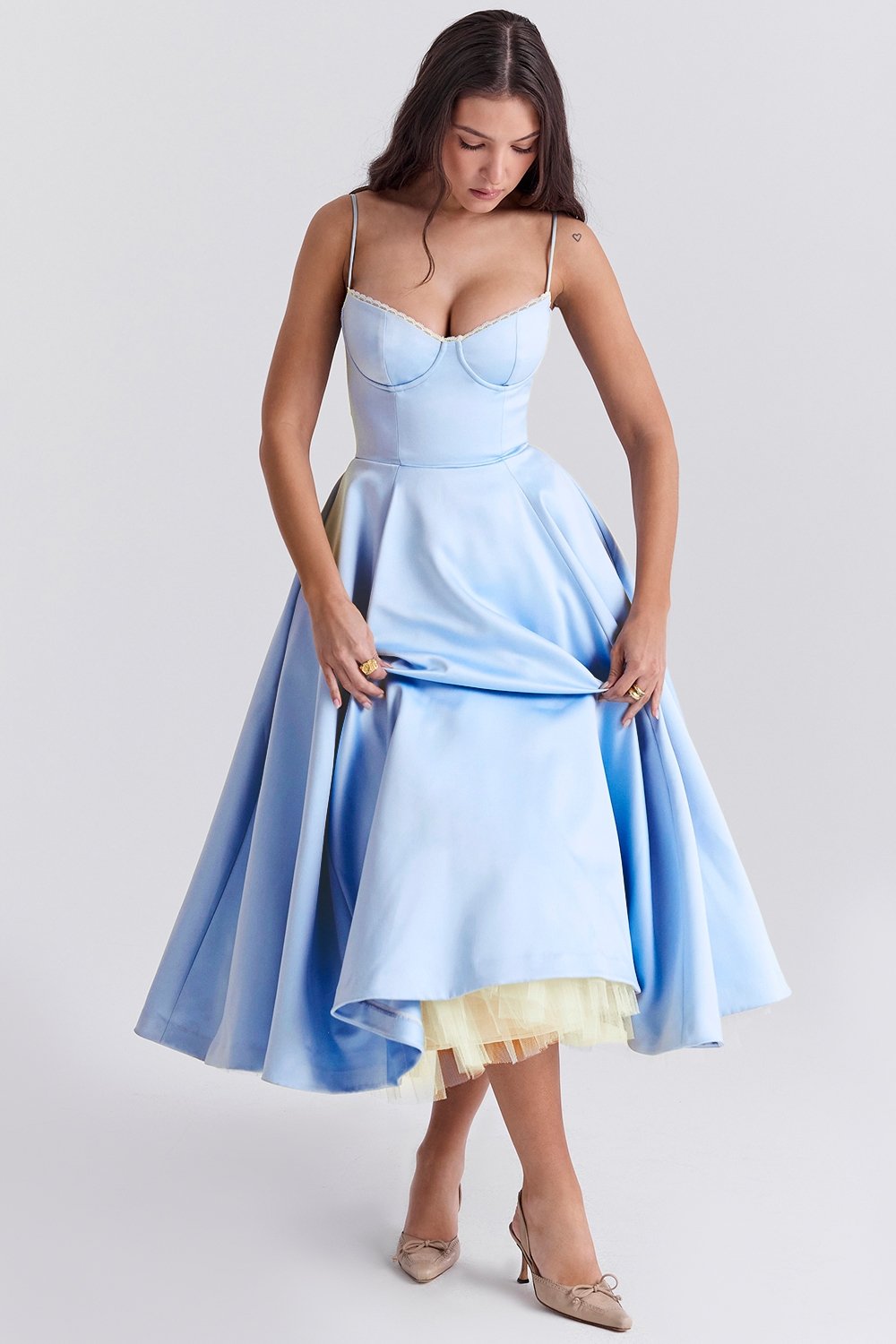 MADEMOISELLE CINDERELLA BLUE TULLE MIDI DRESS