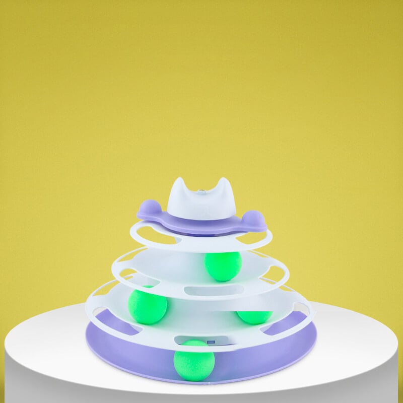 mamymarket™-Lovely Interactive Circle Track with Moving Balls Cat Tower for Relax