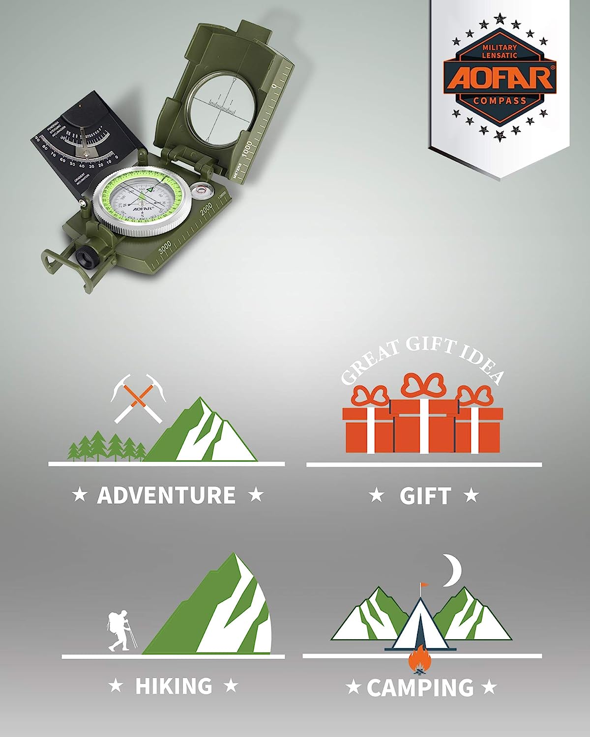 mamymarket™-Multifunctional Military Aiming Navigation Compass Compass