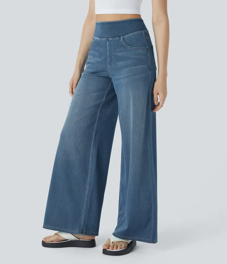 mamymarket™-Quinn Super Stretch High-Waisted Wide Leg Jeans