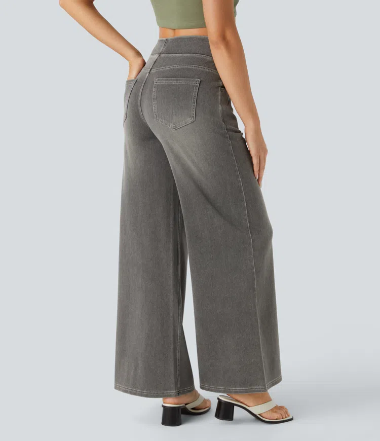 mamymarket™-Quinn Super Stretch High-Waisted Wide Leg Jeans