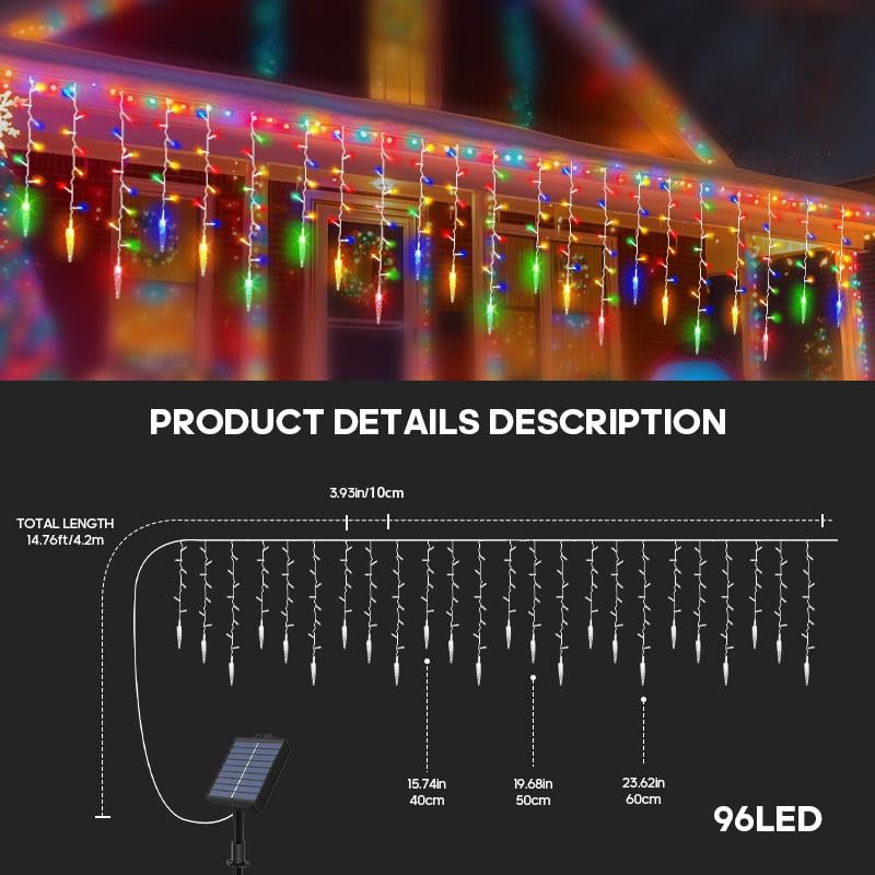 Solar Powered Icicle String Lights