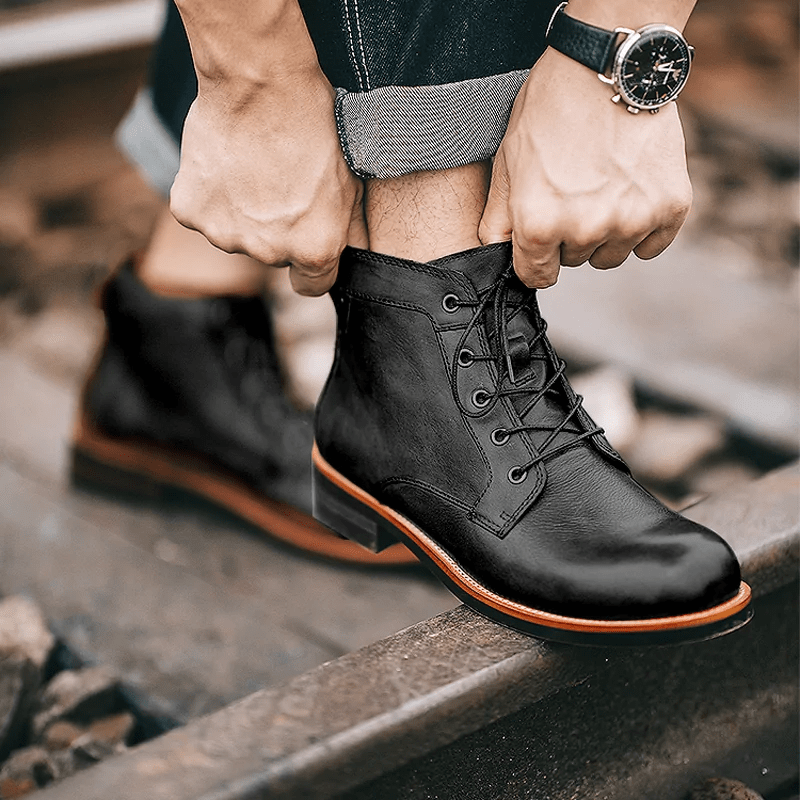 🔥Hot Sale🎁--40% OFF 🎉Mens Genuine Leather Waterproof Non-slip Arch Support Vintage Casual Boots