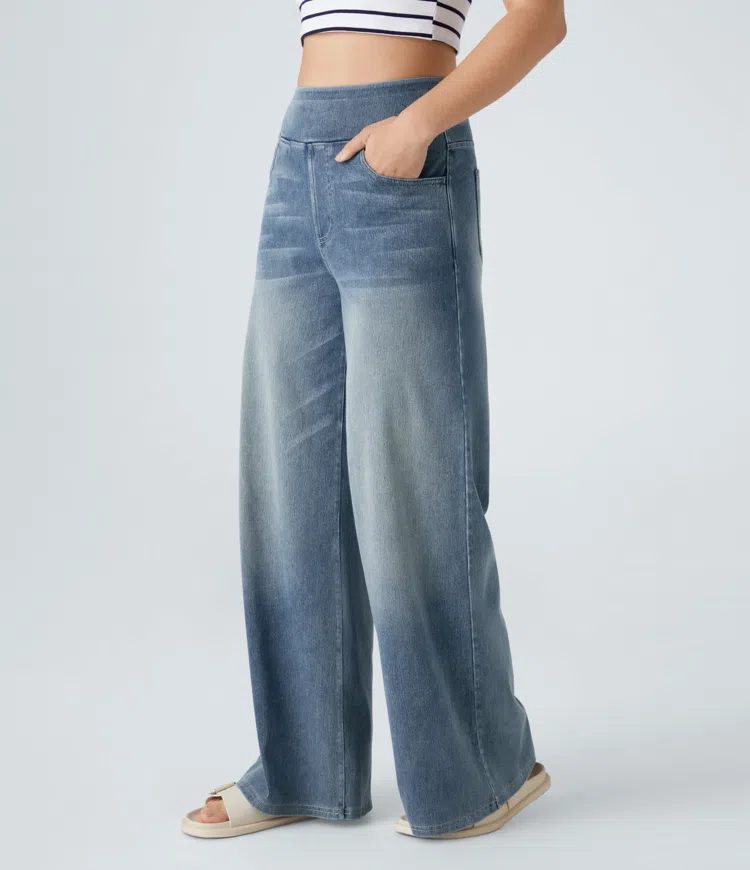 mamymarket™-Quinn Super Stretch High-Waisted Wide Leg Jeans