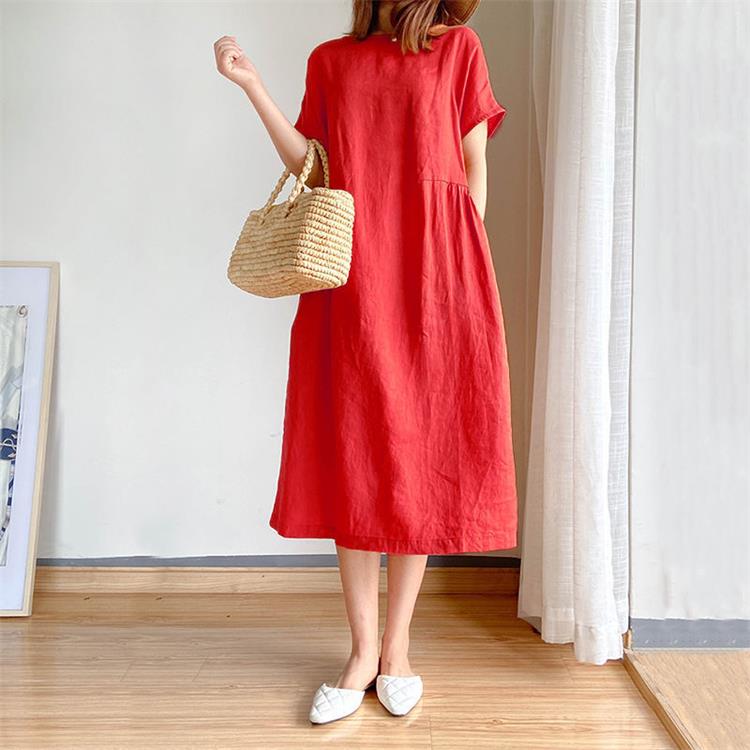 Japanese Style Linen Cotton Dress(50%OFF)