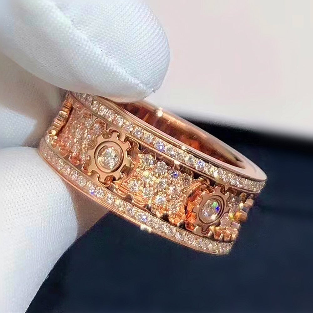 Handmade Diamond Ornate Geometric 3D Band Ring