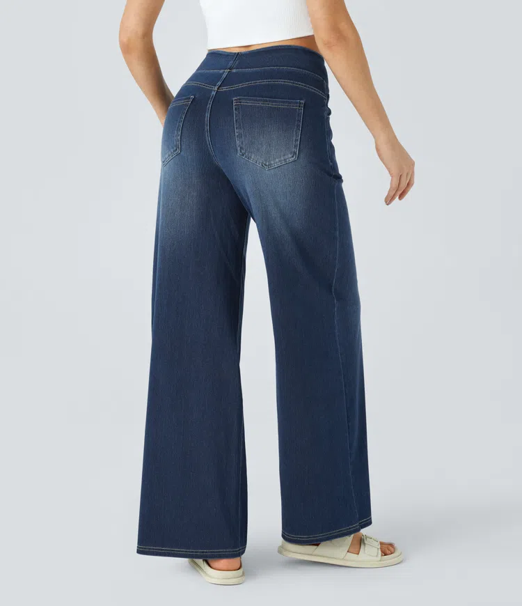 mamymarket™-Quinn Super Stretch High-Waisted Wide Leg Jeans