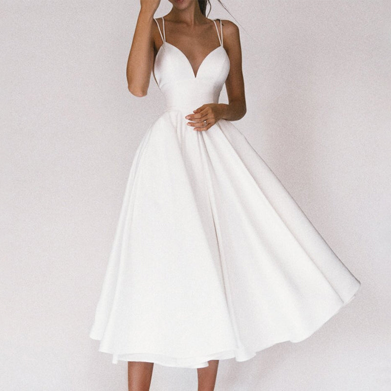 Elegant Strappy V-neck Dress