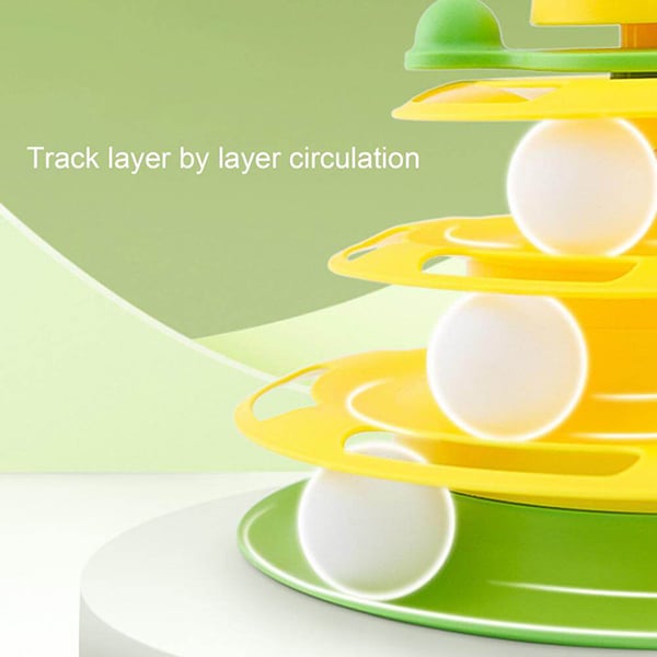 mamymarket™-Lovely Interactive Circle Track with Moving Balls Cat Tower for Relax