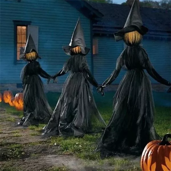 🔥HOT SALE 👻Happy Halloween👻Lighted Halloween Triplets Witch Decoration Set