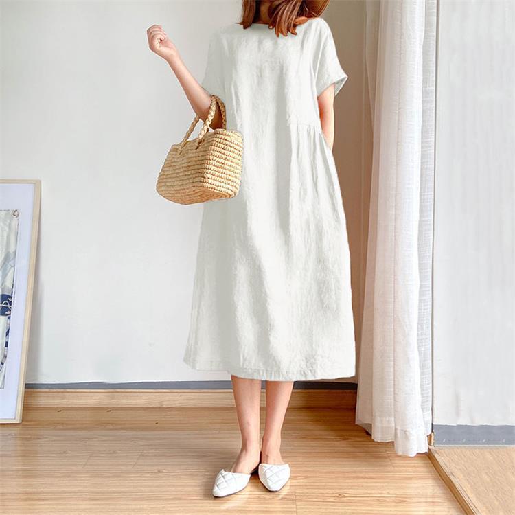 Japanese Style Linen Cotton Dress(50%OFF)