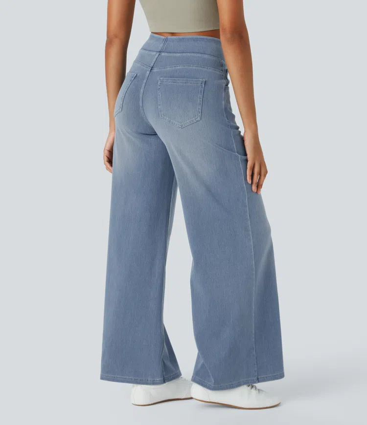 mamymarket™-Quinn Super Stretch High-Waisted Wide Leg Jeans