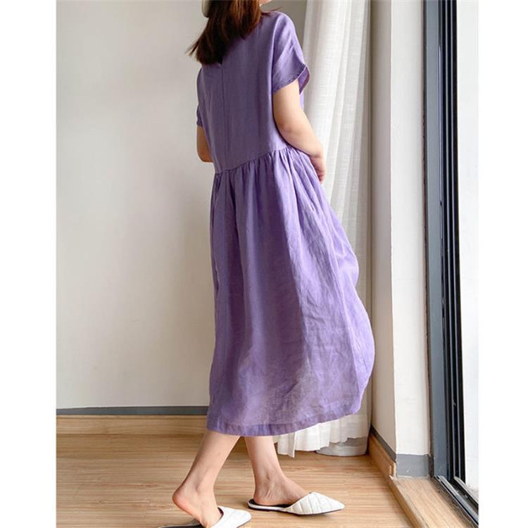 Japanese Style Linen Cotton Dress(50%OFF)