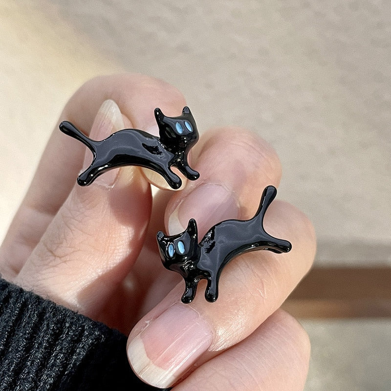 2023 New Funny Small Black Cat Earring for Women Girl Fashion Cute Animal Earrings Fashion Party Jewelry Gifts Wholesale