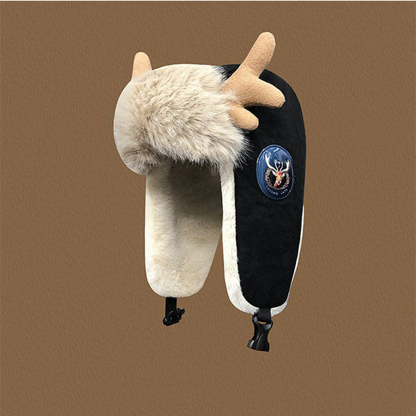 Deer Antler Winter Earflap Hat