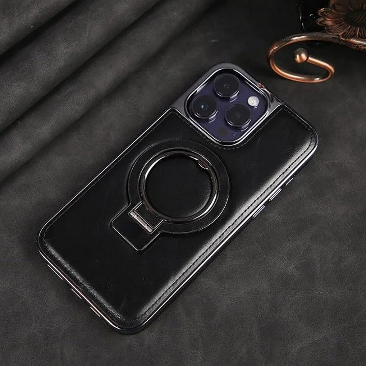 Luxury Leather Invisible Stand iPhone Case