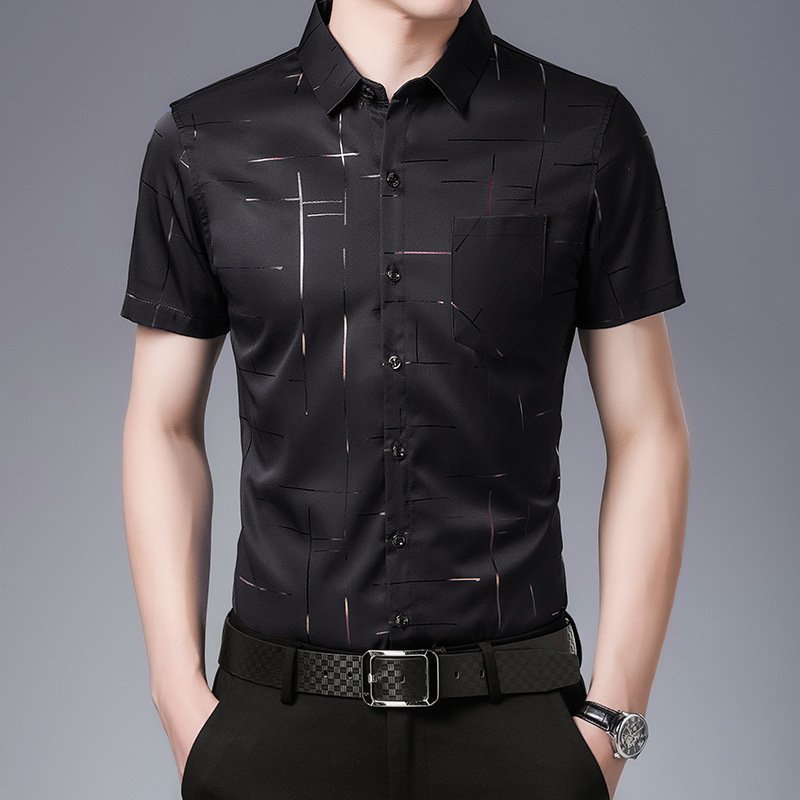 Men's Ice Silk Casual Bronzing Printed Shirt