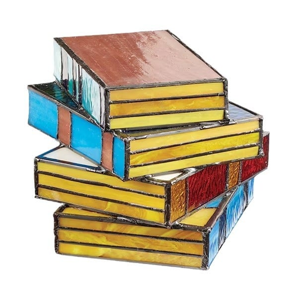 mamymarket™-Stained Plastic Stacked Books Lamp