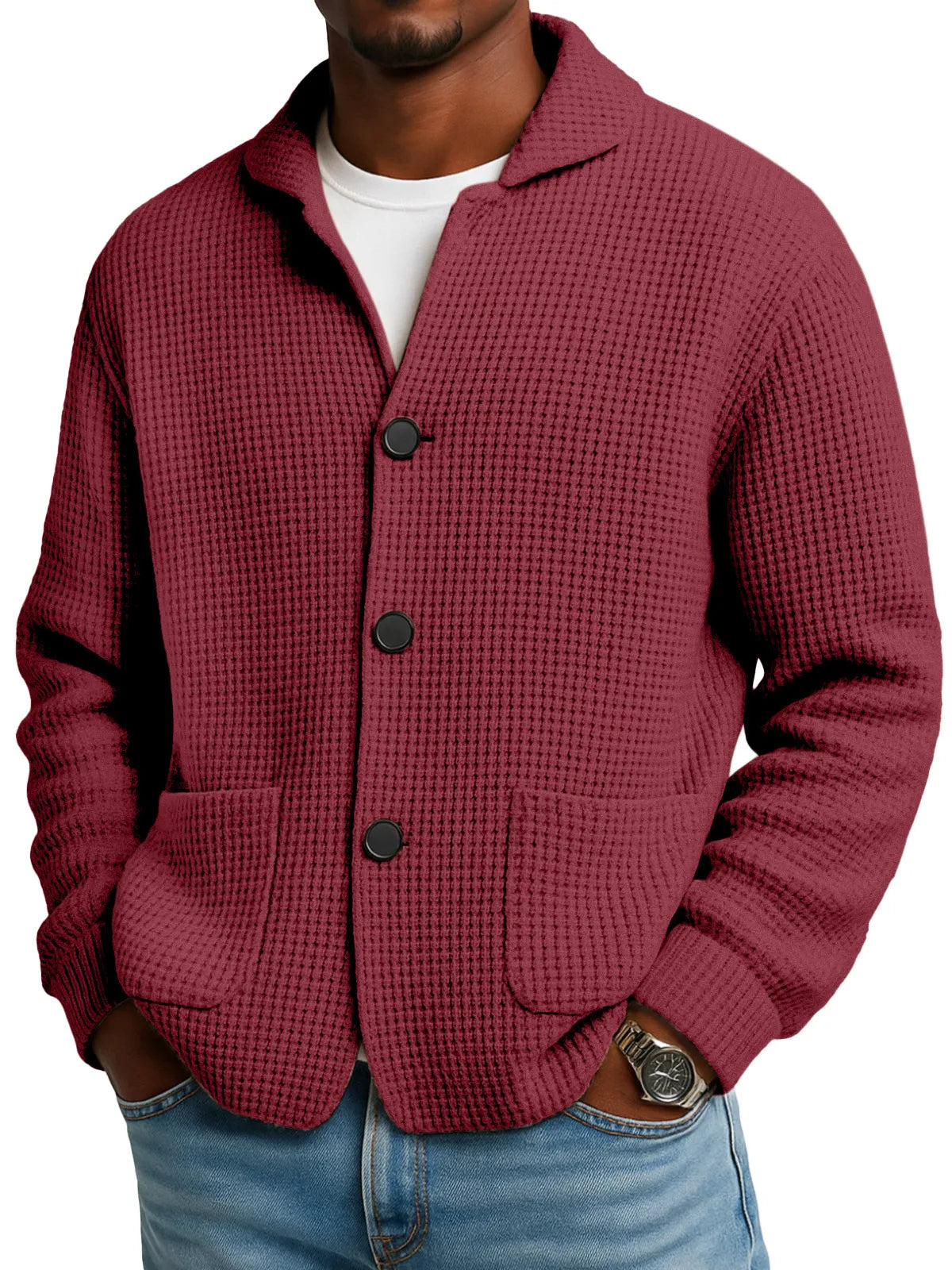 Autumn And Winter Solid Color Stand Collar Knitted Jacket