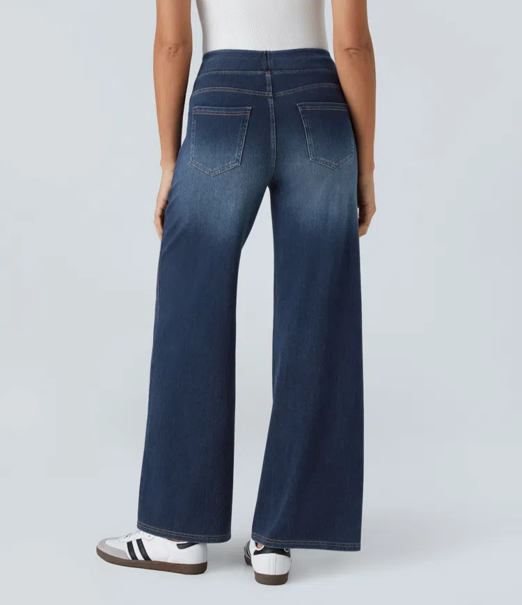 mamymarket™-Quinn Super Stretch High-Waisted Wide Leg Jeans