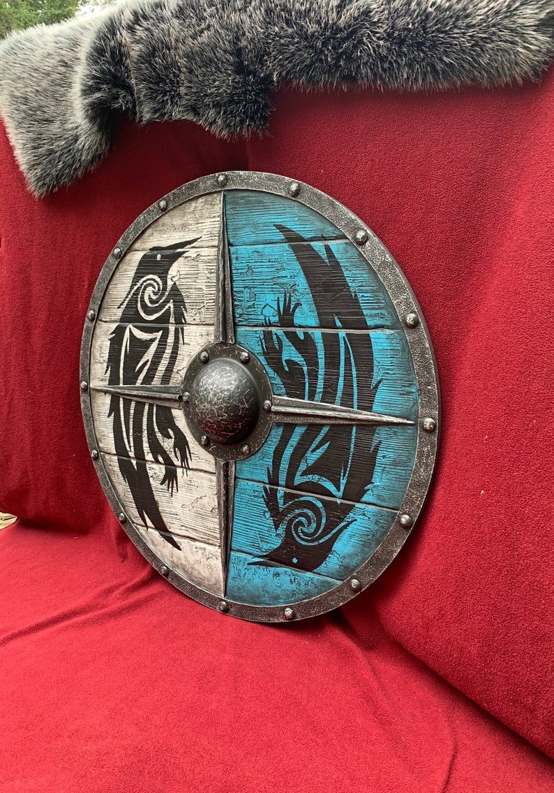 Eivor Valhalla Raven Battle Damaged Viking Wooden Shield 30CM