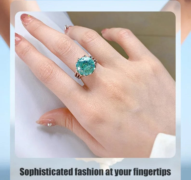 6 Carat Paraiba Blue-green Lotus Diamond Ring