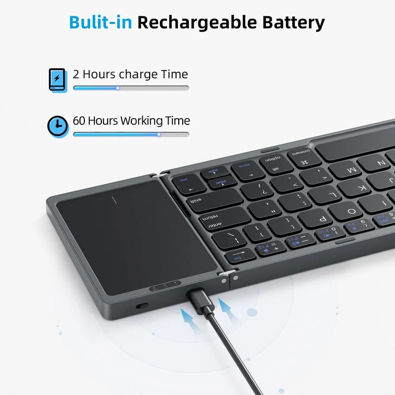 mamymarket™-Foldable Bluetooth Keyboard with Touchpad