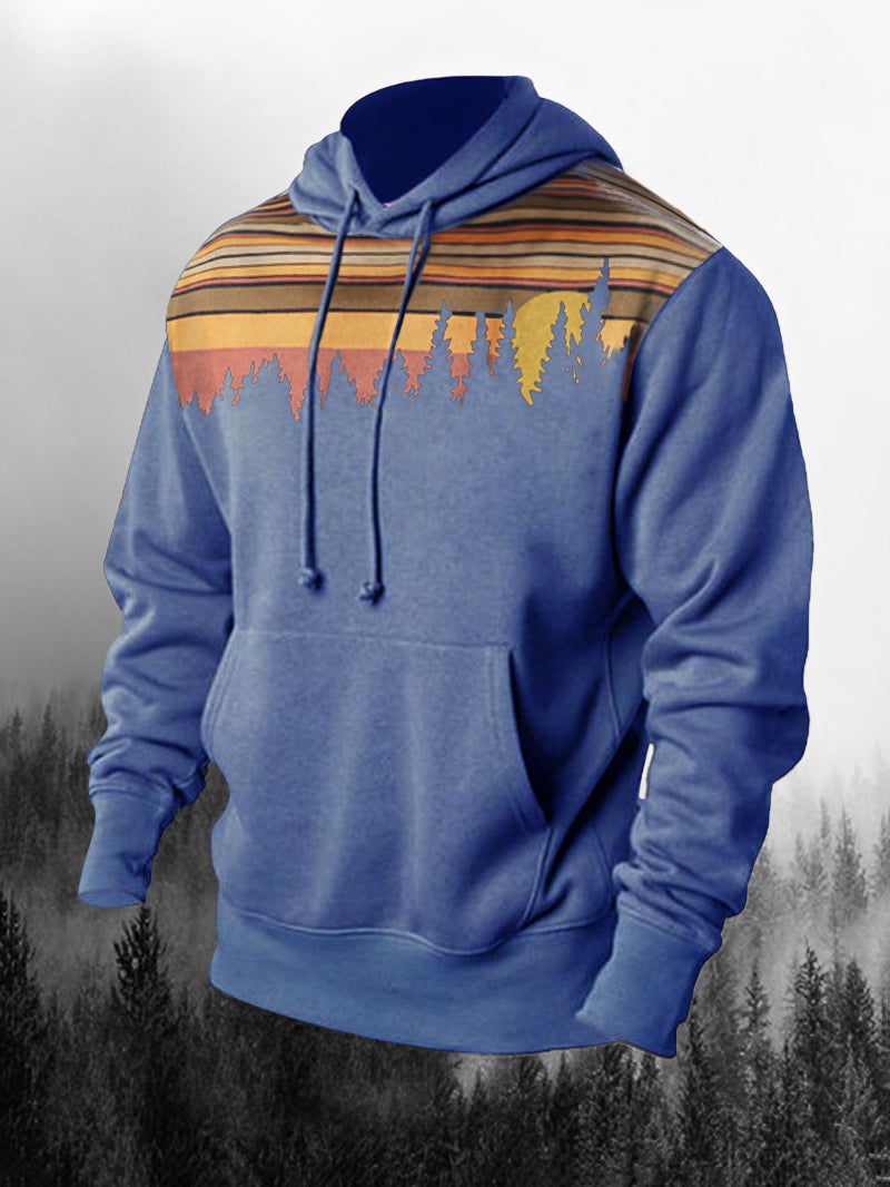 Forest Printed Casual Drawstring Hoodie